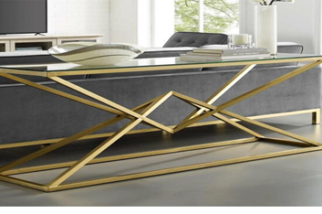 Connor Console Table – Shiny Titanium Gold Finish with Clear Glass Top (120 × 40 × 80 cm)