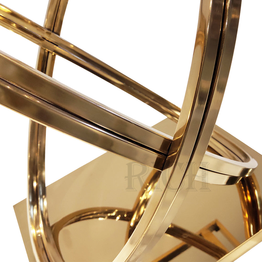 Celeste Marble Curve Side Table – Shiny Gold Finish