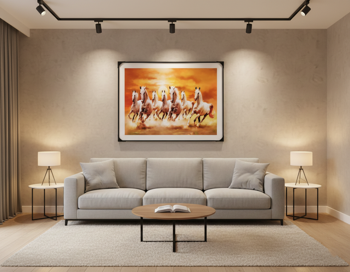 7 Horse Crystal Embellished Wall Art for Prosperity and Strength