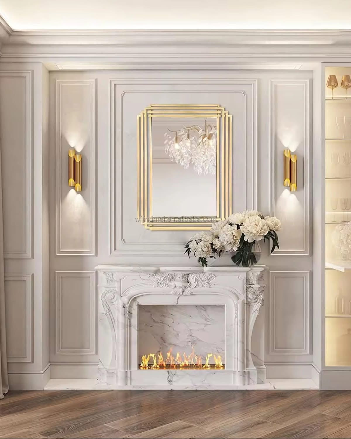 Jose Gold Wall Mirror in Stainless Steel, 110×70 cm – Elegant Modern Design