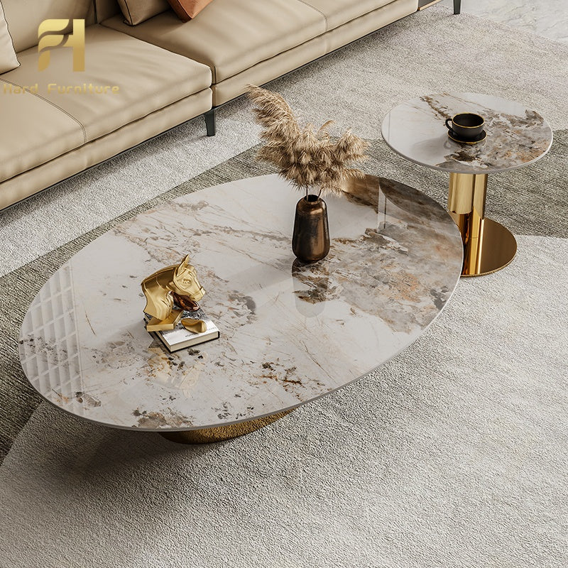 Elysian Sphere Table Set – Shiny Gold Stainless Steel & Ceramic Top