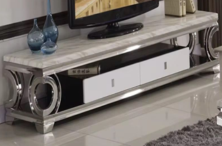 Elegant Gold TV Unit in Stainless Steel and Marble, 200×40×45 cm