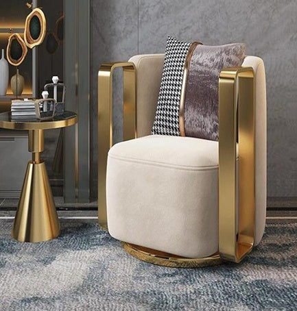 Modern Lounge Swivel Armchair with Gold Metal Frame Stylish Accent Seating