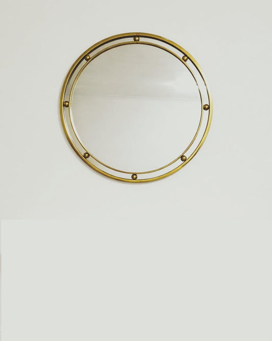 Regency Style Convex Wall Mirror in Gold Stainless Steel, 90 cm – Elegant Luxury Accent
