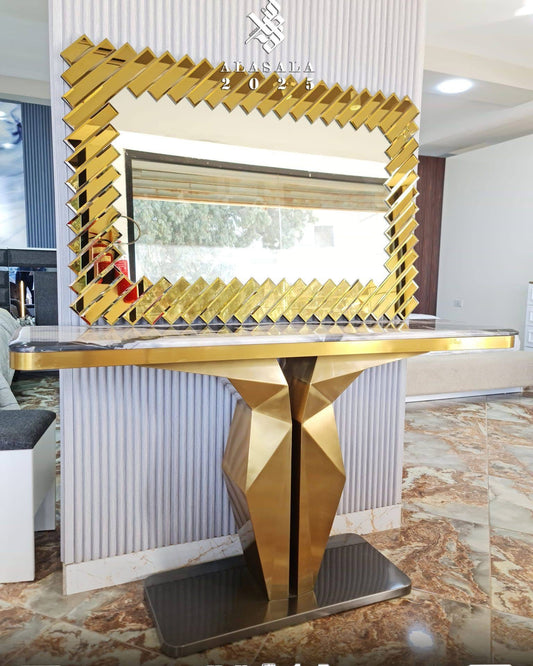 Lev Antique Gold Wall Mirror in Stainless Steel, 80×60 cm – Elegant Classic Design