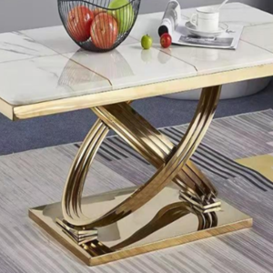 Celeste Marble Curve Table – Shiny Gold Finish