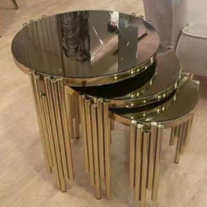 Aurora Trio Glass SIDE Table – Black Glass Finish